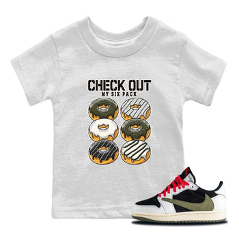 Air Jordan 1 Travis Scott Olive Sneaker Match Tees Check Out My Six Pack Sneaker Tees AJ1 Travis Scott Olive Sneaker Release Tees Kids Shirts White 1