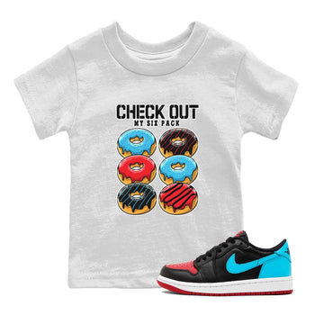 Air Jordan 1 Low UNC to Chicago shirt to match jordans Check Out My Six Pack sneaker tees Air Jordan 1 UNC to Chicago SNRT Sneaker Release Tees Baby Toddler White 1 T-Shirt