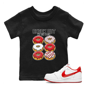 1s Low University Red shirt to match jordans Check Out My Six Pack sneaker tees Air Jordan 1 University Red SNRT Sneaker Tees Sneaker Matching Clothing Brand Baby Toddler Black 1 T-Shirt