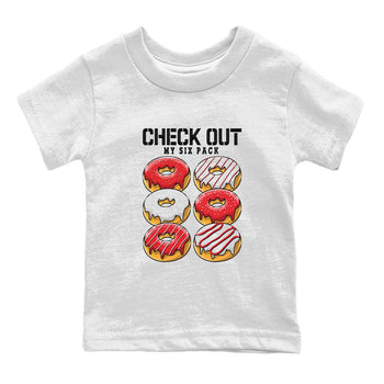 1s Low University Red shirt to match jordans Check Out My Six Pack sneaker tees Air Jordan 1 University Red SNRT Sneaker Tees Sneaker Matching Clothing Brand Baby Toddler White 2 T-Shirt
