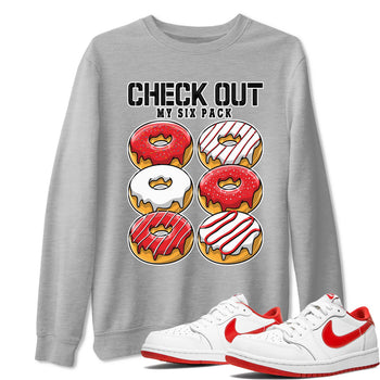 1s Low University Red shirt to match jordans Check Out My Six Pack sneaker tees Air Jordan 1 University Red SNRT Sneaker Tees Sneaker Matching Clothing Brand Unisex Sneaker Tee Heather Grey 1 T-Shirt
