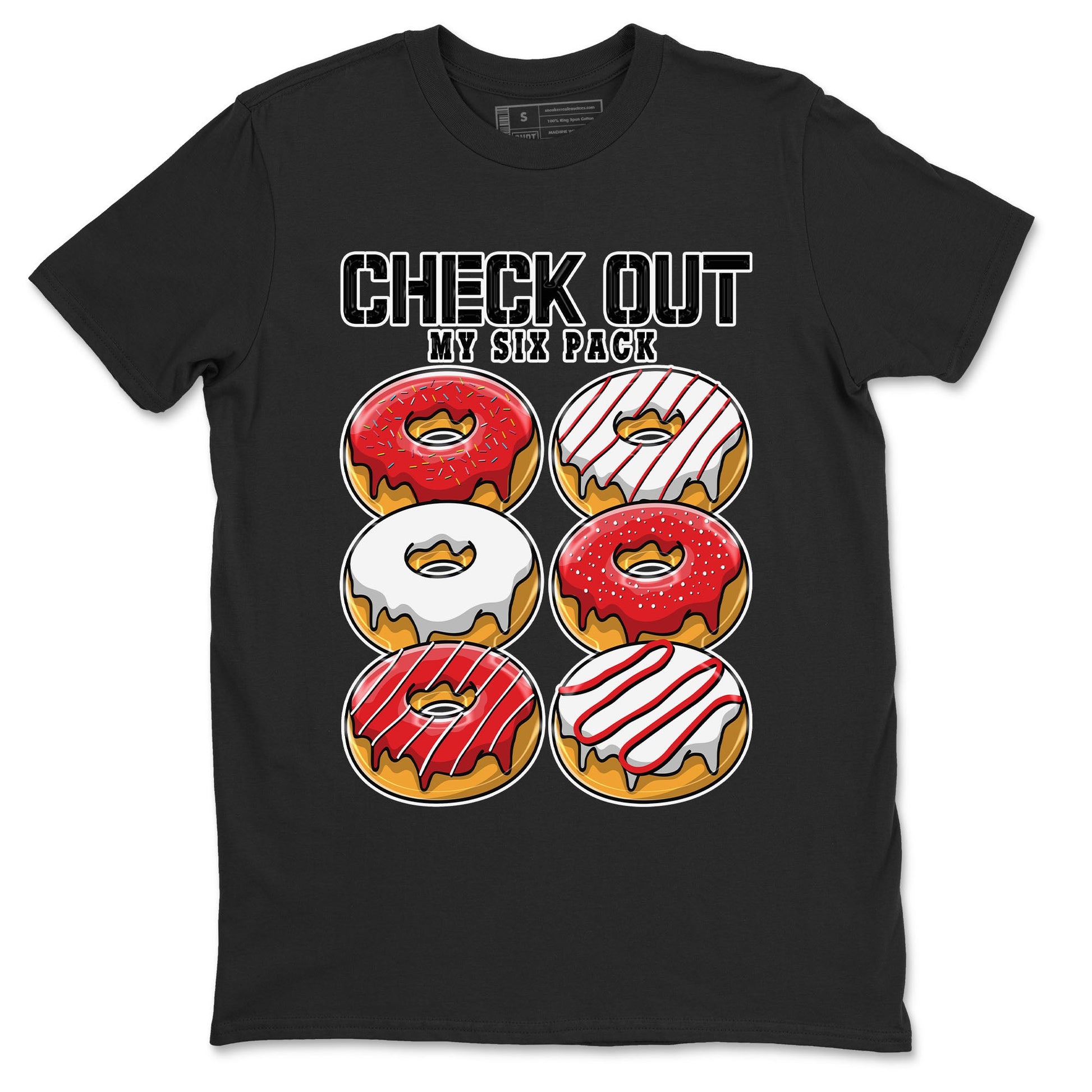 1s Low University Red shirt to match jordans Check Out My Six Pack sneaker tees Air Jordan 1 University Red SNRT Sneaker Tees Sneaker Matching Clothing Brand Unisex Sneaker Tee Black 2 T-Shirt