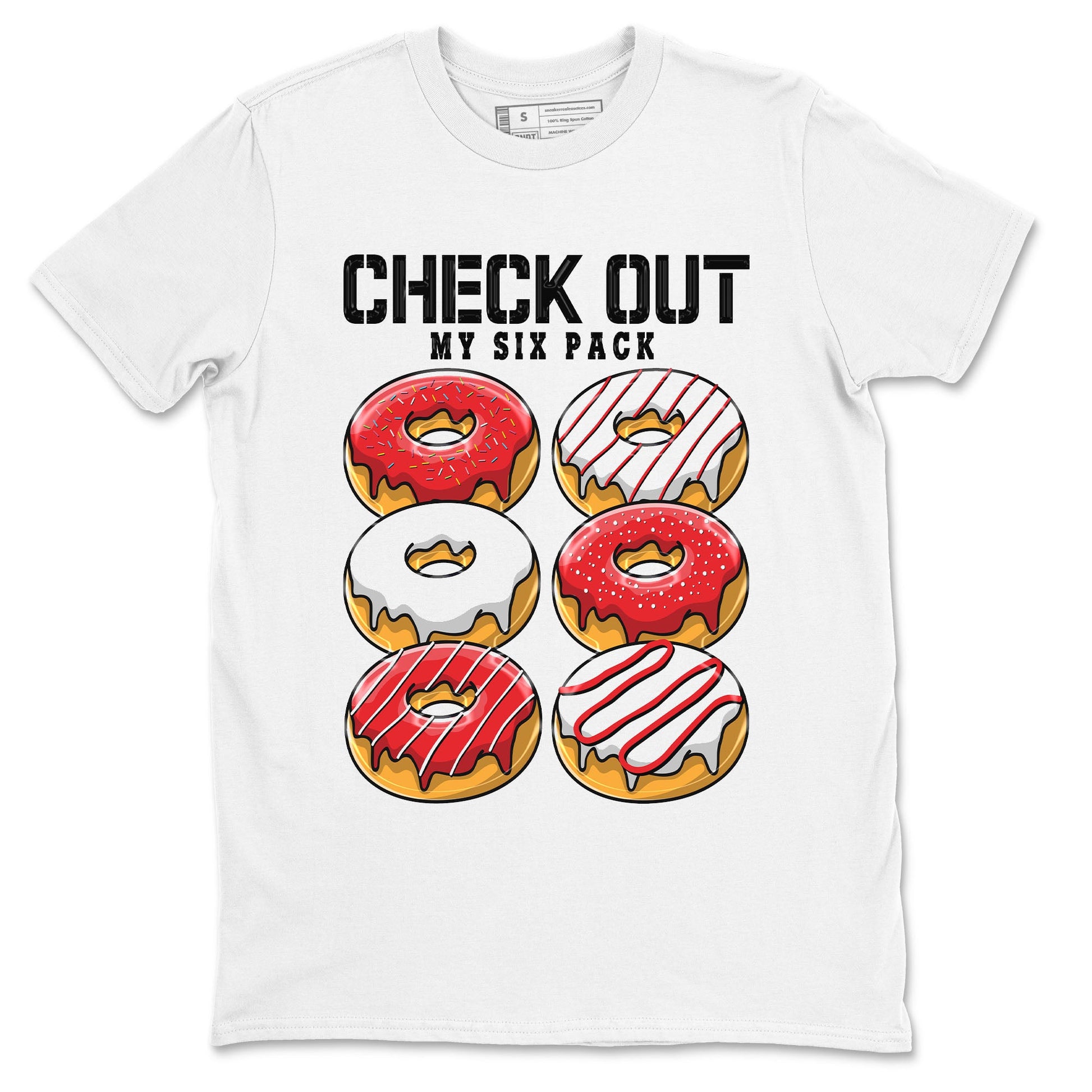 1s Low University Red shirt to match jordans Check Out My Six Pack sneaker tees Air Jordan 1 University Red SNRT Sneaker Tees Sneaker Matching Clothing Brand Unisex Sneaker Tee White 2 T-Shirt