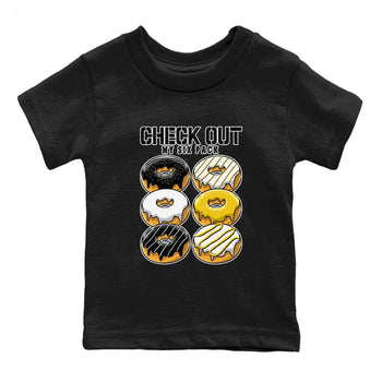 1s Yellow Ochre shirt to match jordans Check Out My Six Pack sneaker tees Air Jordan 1 High OG Yellow Ochre SNRT sneaker release tees baby toddler Black 1 cotton Shirt