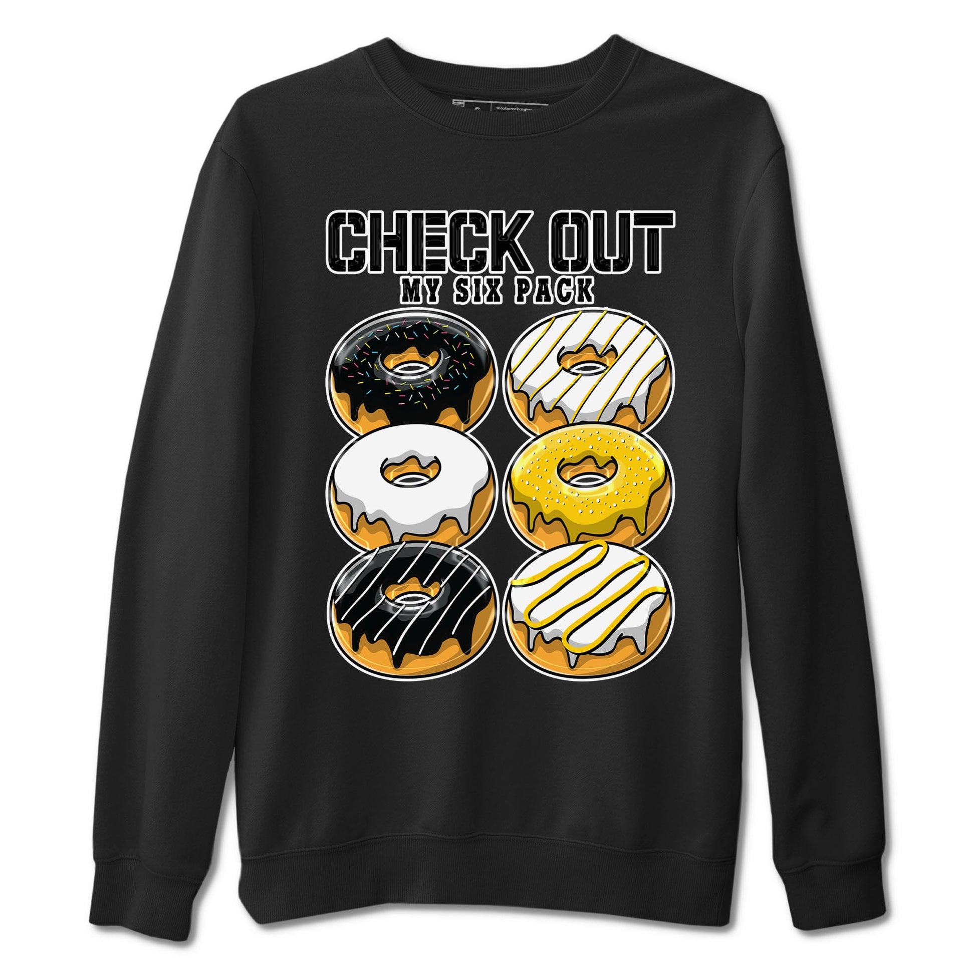 1s Yellow Ochre shirt to match jordans Check Out My Six Pack sneaker tees Air Jordan 1 High OG Yellow Ochre SNRT Sneaker Release Tees unisex cotton Black 2 crew neck shirt