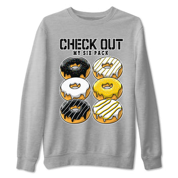 1s Yellow Ochre shirt to match jordans Check Out My Six Pack sneaker tees Air Jordan 1 High OG Yellow Ochre SNRT Sneaker Release Tees unisex cotton Heather Grey 2 crew neck shirt