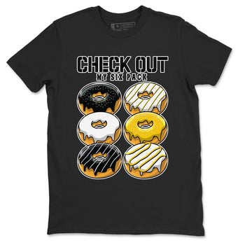 1s Yellow Ochre shirt to match jordans Check Out My Six Pack sneaker tees Air Jordan 1 High OG Yellow Ochre SNRT Sneaker Release Tees unisex cotton Black 2 crew neck shirt