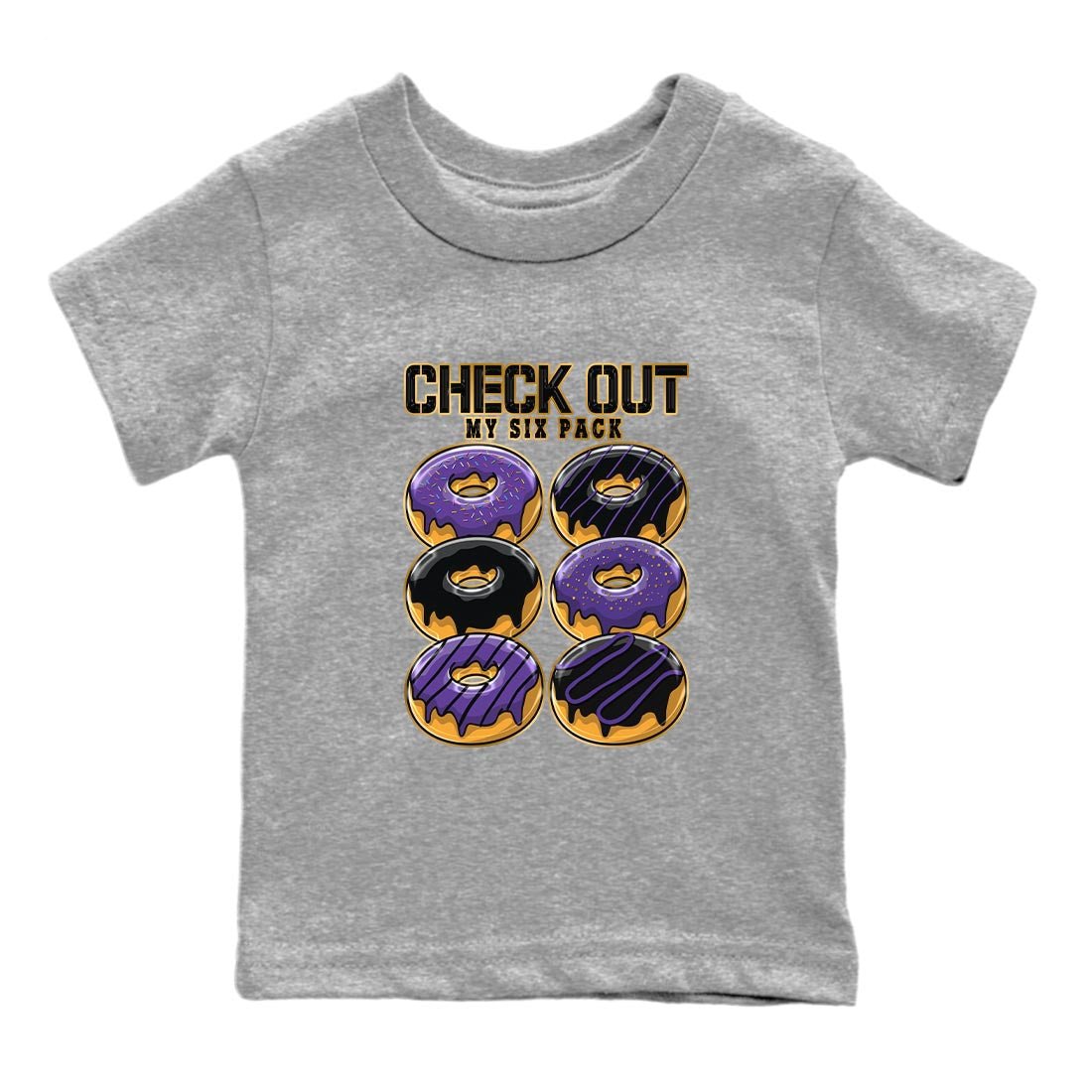 12s Field Purple shirt to match jordans Check Out My Six Pack sneaker tees Air Jordan 12 Field Purple SNRT Sneaker Release Tees Baby Toddler Heather Grey 2 T-Shirt