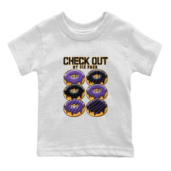 12s Field Purple shirt to match jordans Check Out My Six Pack sneaker tees Air Jordan 12 Field Purple SNRT Sneaker Release Tees Baby Toddler White 2 T-Shirt