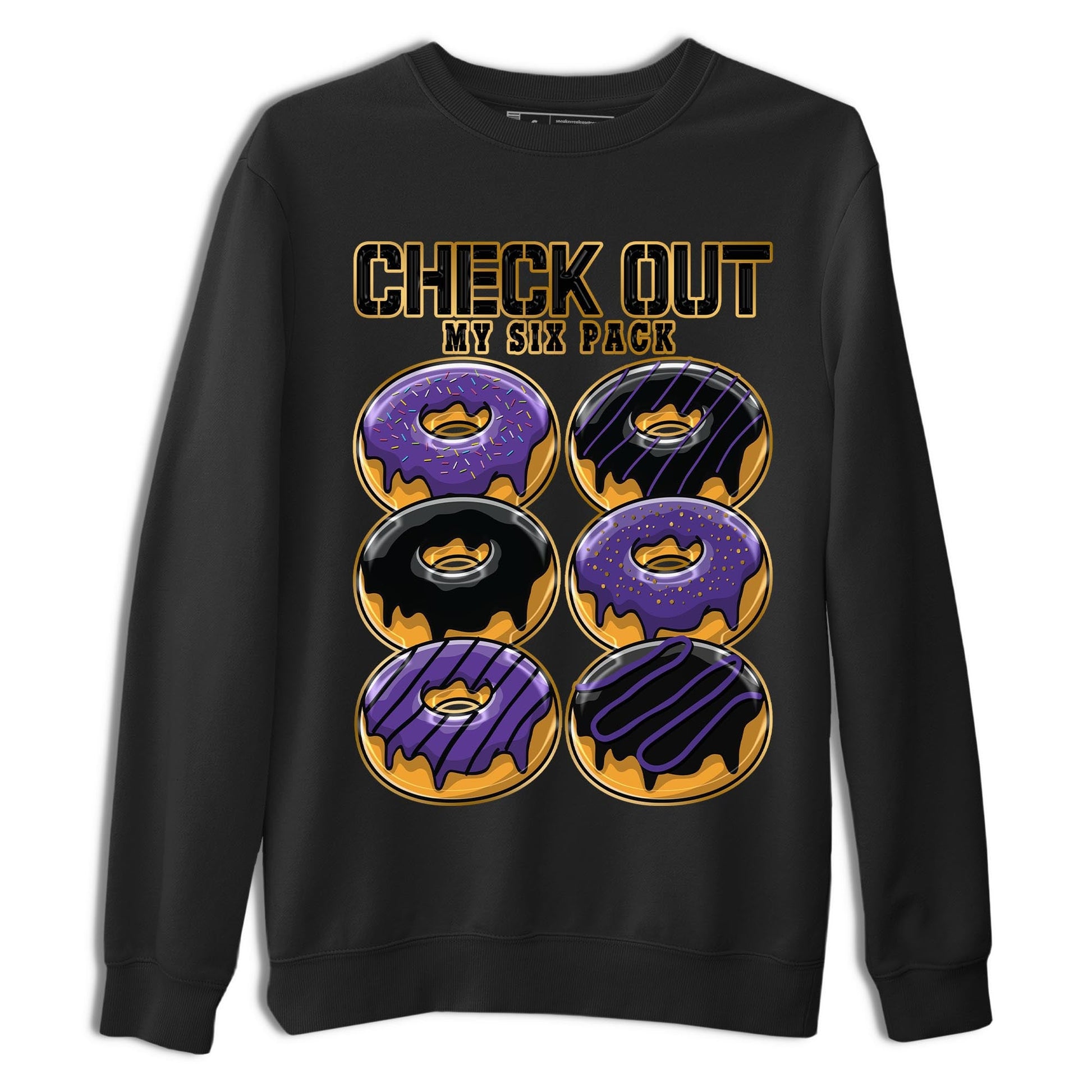 12s Field Purple shirt to match jordans Check Out My Six Pack sneaker tees Air Jordan 12 Field Purple SNRT Sneaker Release Tees Crew Neck Casual Unisex Black 2 T-Shirt