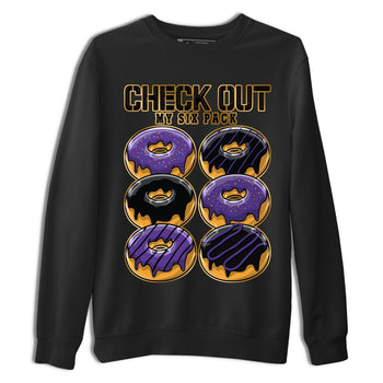 12s Field Purple shirt to match jordans Check Out My Six Pack sneaker tees Air Jordan 12 Field Purple SNRT Sneaker Release Tees Crew Neck Casual Unisex Black 2 T-Shirt