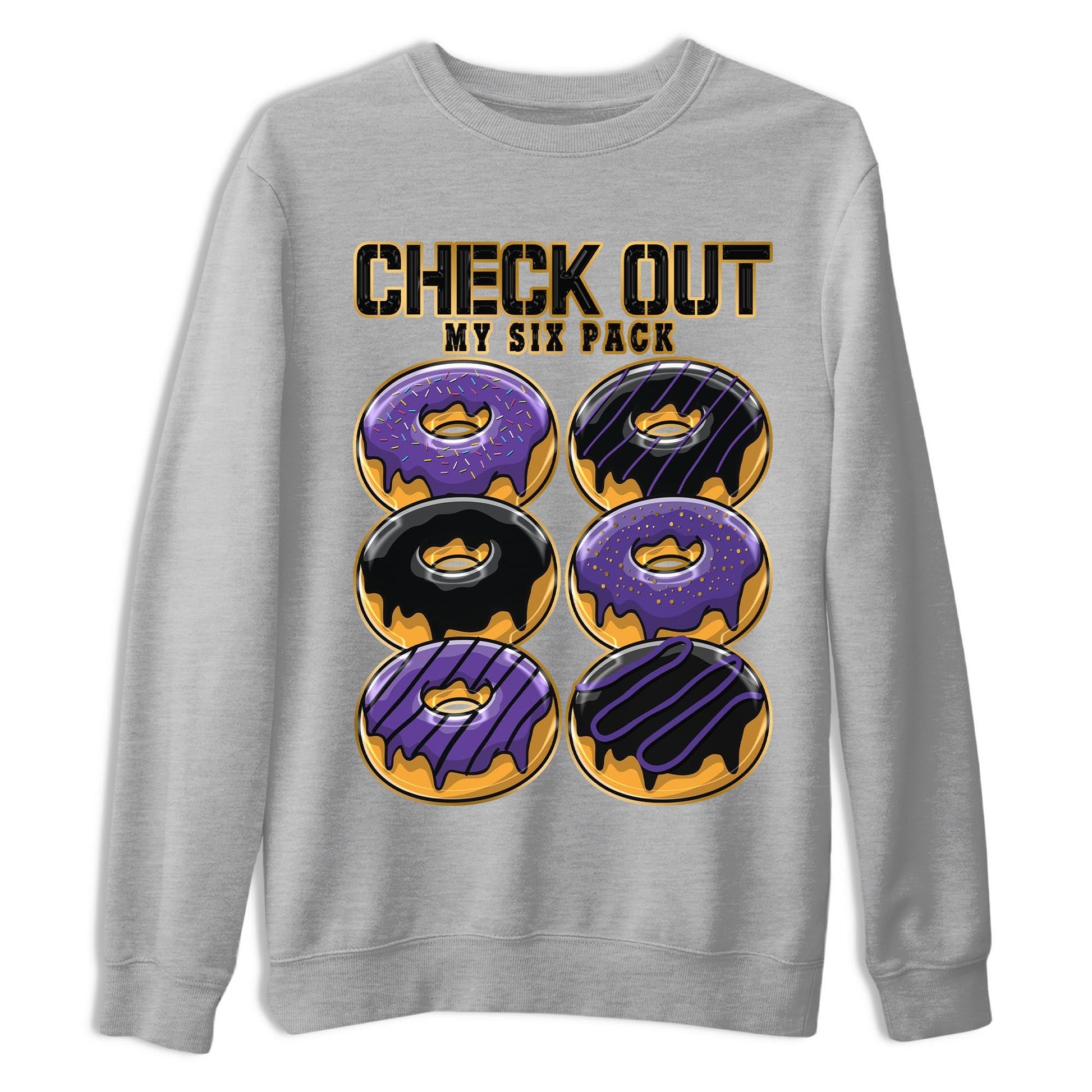 12s Field Purple shirt to match jordans Check Out My Six Pack sneaker tees Air Jordan 12 Field Purple SNRT Sneaker Release Tees Crew Neck Casual Unisex Heather Grey 2 T-Shirt