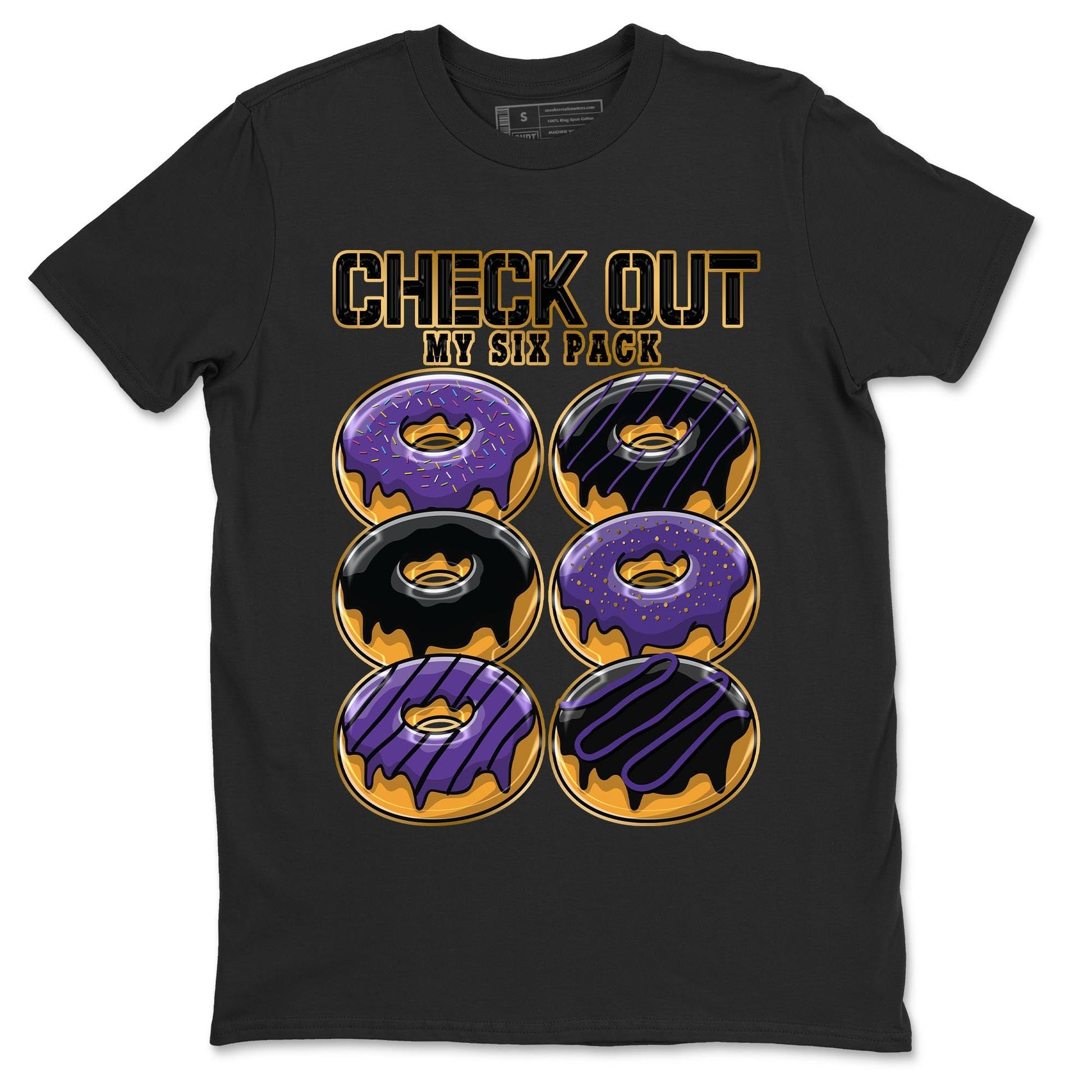 12s Field Purple shirt to match jordans Check Out My Six Pack sneaker tees Air Jordan 12 Field Purple SNRT Sneaker Release Tees Crew Neck Casual Unisex Black 2 T-Shirt