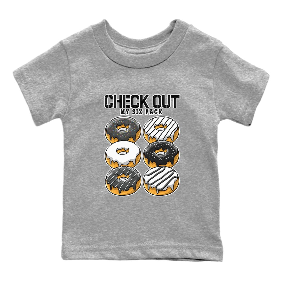 Air Jordan 13 Black Flint Sneaker Match Tees Check Out My Six Pack Sneaker Tees AJ 13s Black Flint Sneaker Release Tees Kids Shirts Heather Grey 2