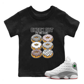 AJ13 Wolf Grey Sneaker Match Tees Check Out My Six Pack Sneaker Tees Air Jordan 13 Wolf Grey SNRT Sneaker Release Tees Kids Shirts Black 1
