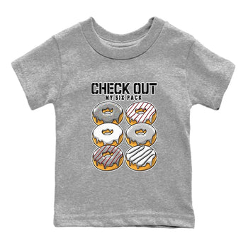 AJ13 Wolf Grey Sneaker Match Tees Check Out My Six Pack Sneaker Tees Air Jordan 13 Wolf Grey SNRT Sneaker Release Tees Kids Shirts Heather Grey 2