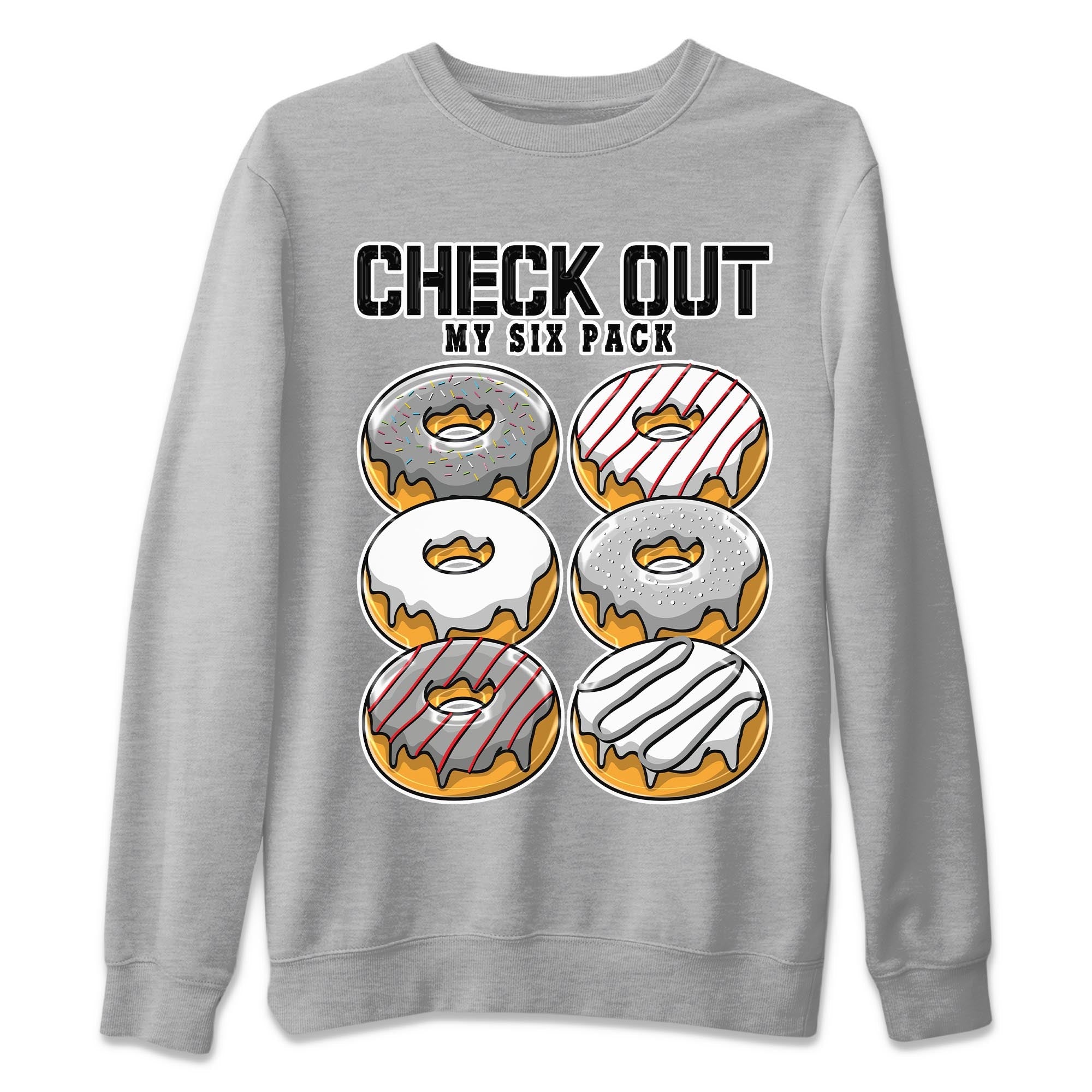 AJ13 Wolf Grey Sneaker Match Tees Check Out My Six Pack Sneaker Tees Air Jordan 13 Wolf Grey SNRT Sneaker Release Tees Unisex Shirts Heather Grey 2