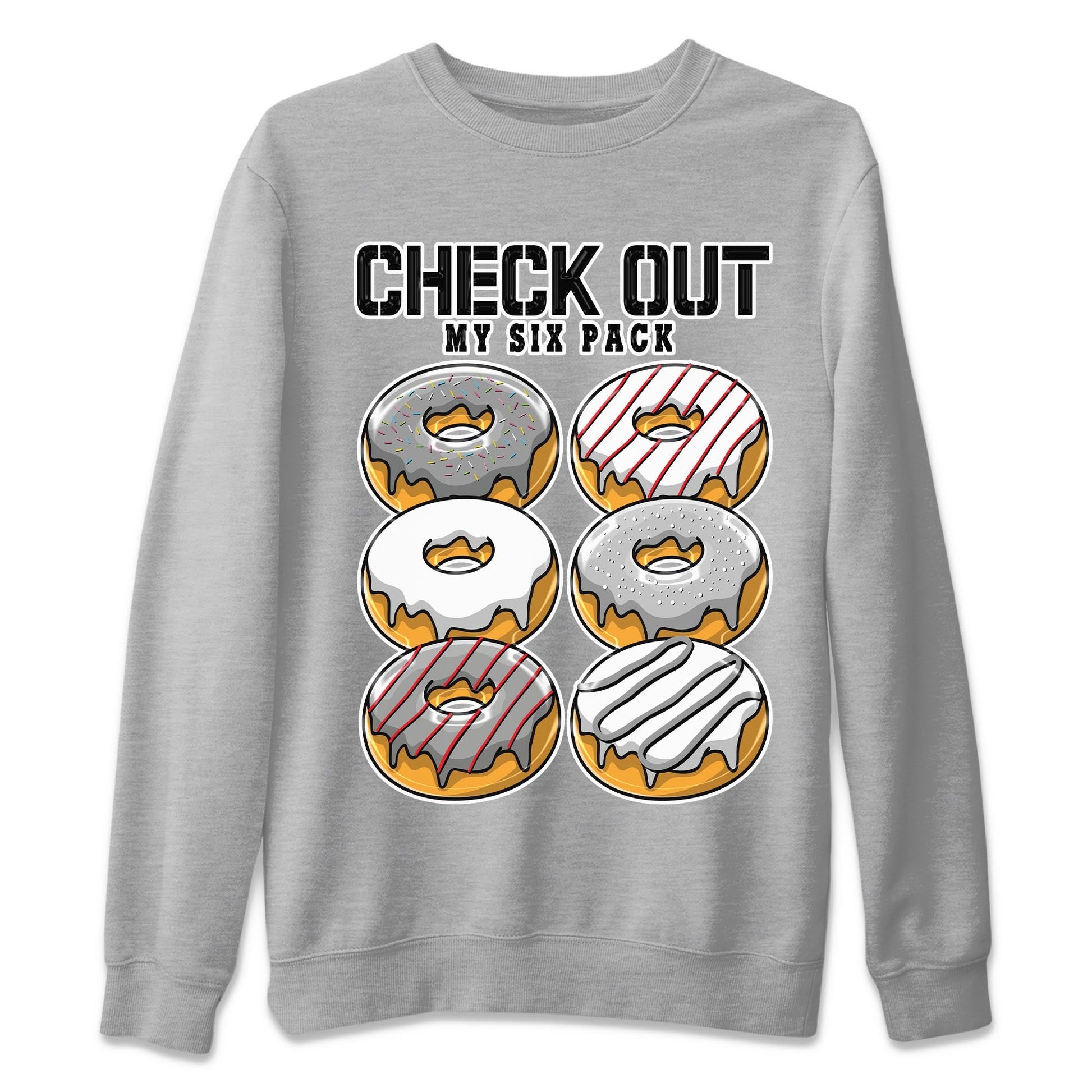 AJ13 Wolf Grey Sneaker Match Tees Check Out My Six Pack Sneaker Tees Air Jordan 13 Wolf Grey SNRT Sneaker Release Tees Unisex Shirts Heather Grey 2