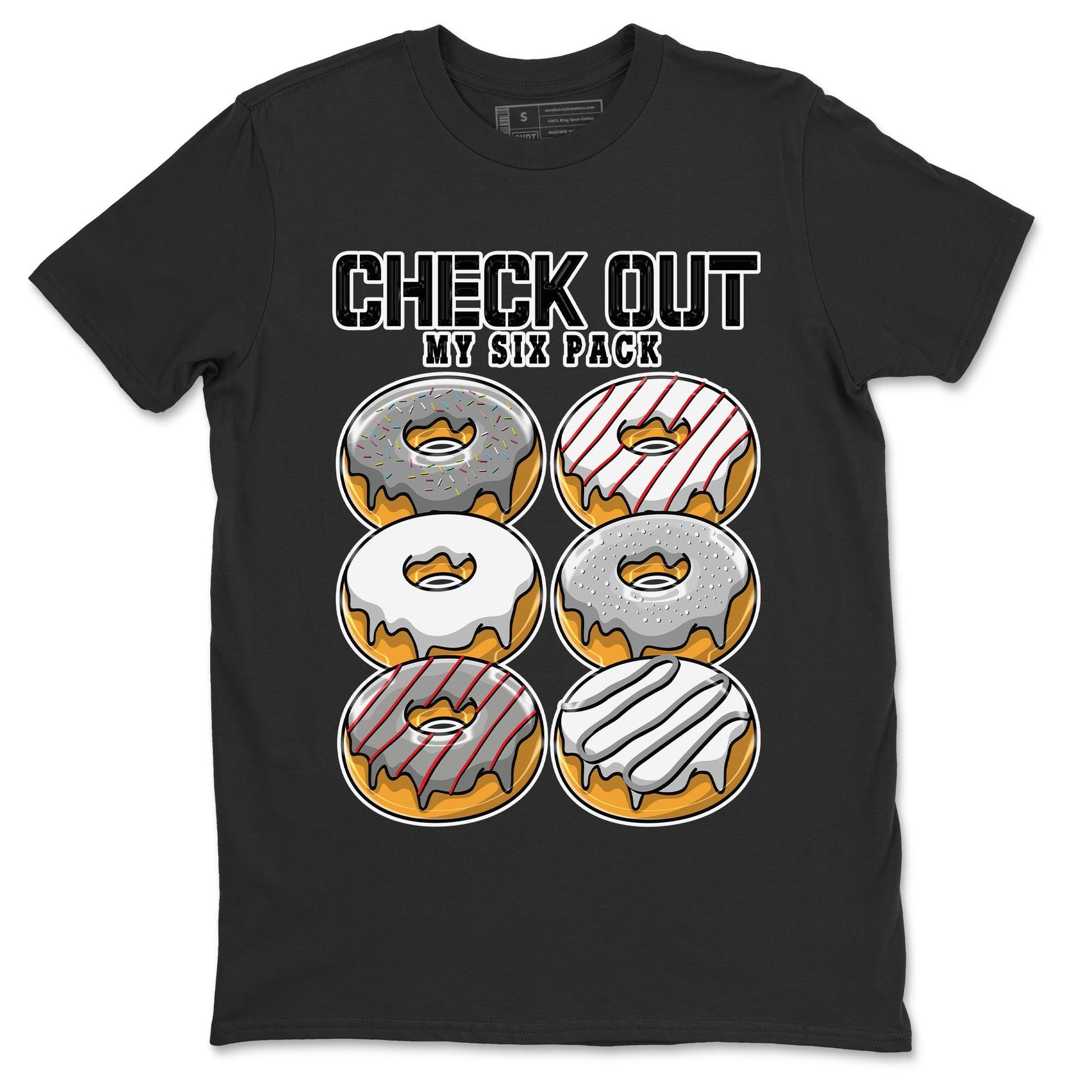 AJ13 Wolf Grey Sneaker Match Tees Check Out My Six Pack Sneaker Tees Air Jordan 13 Wolf Grey SNRT Sneaker Release Tees Unisex Shirts Black 2