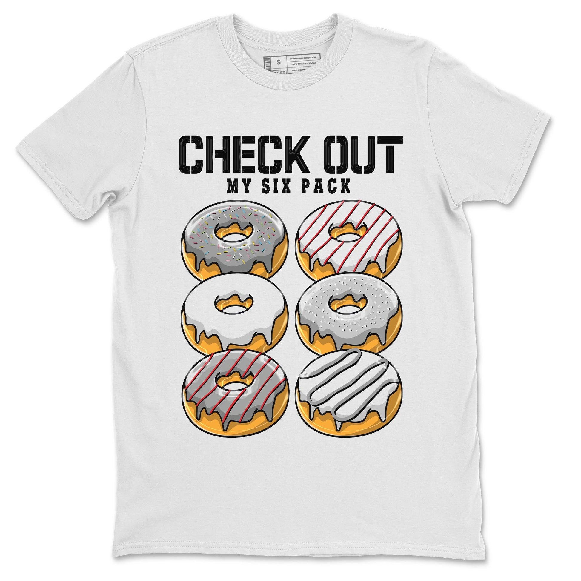 AJ13 Wolf Grey Sneaker Match Tees Check Out My Six Pack Sneaker Tees Air Jordan 13 Wolf Grey SNRT Sneaker Release Tees Unisex Shirts White 2