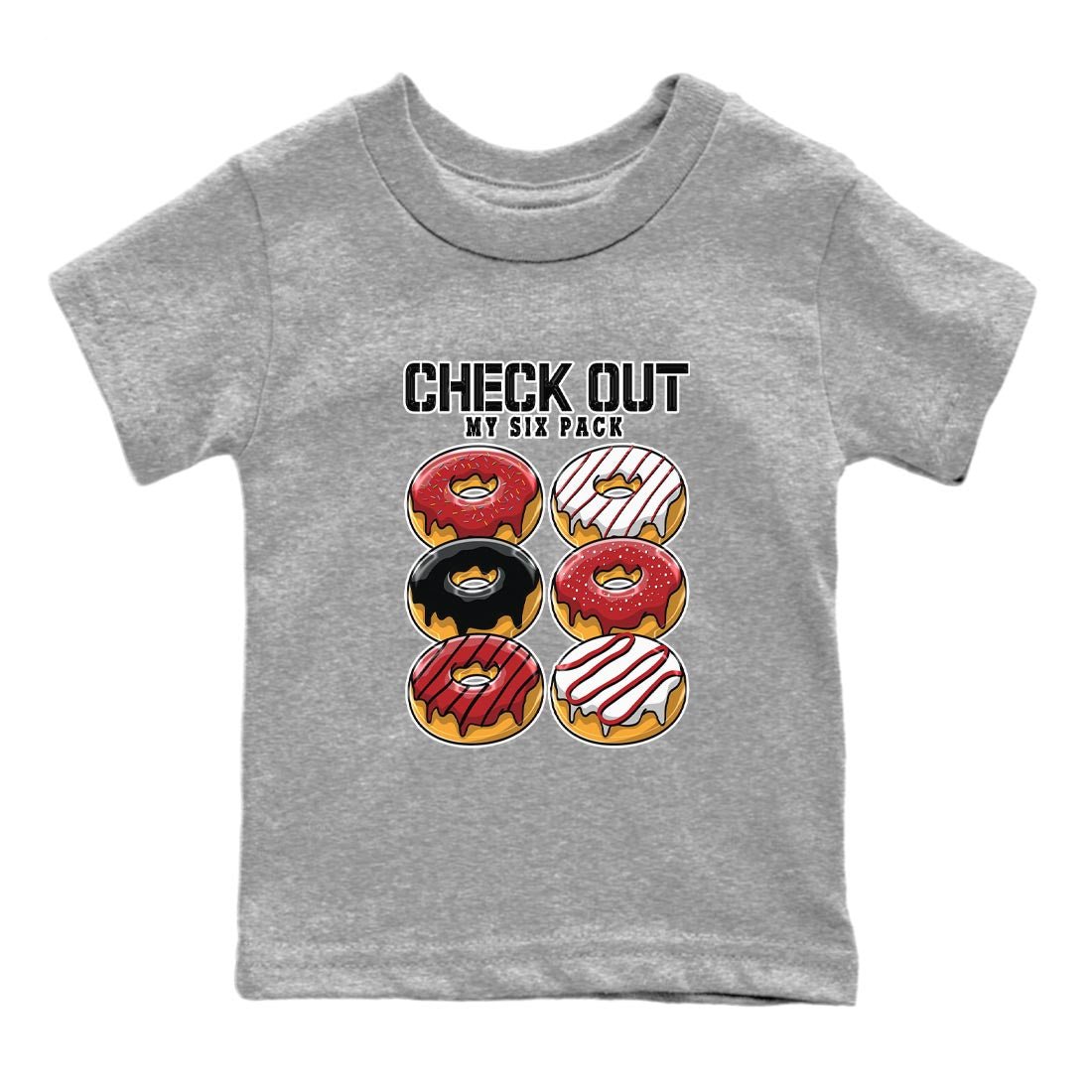 4s Red Cement shirt to match jordans Check Out My Six Pack sneaker tees Air Jordan 4 Red Cement SNRT Sneaker Release Tees Baby Toddler Heather Grey 2 T-Shirt
