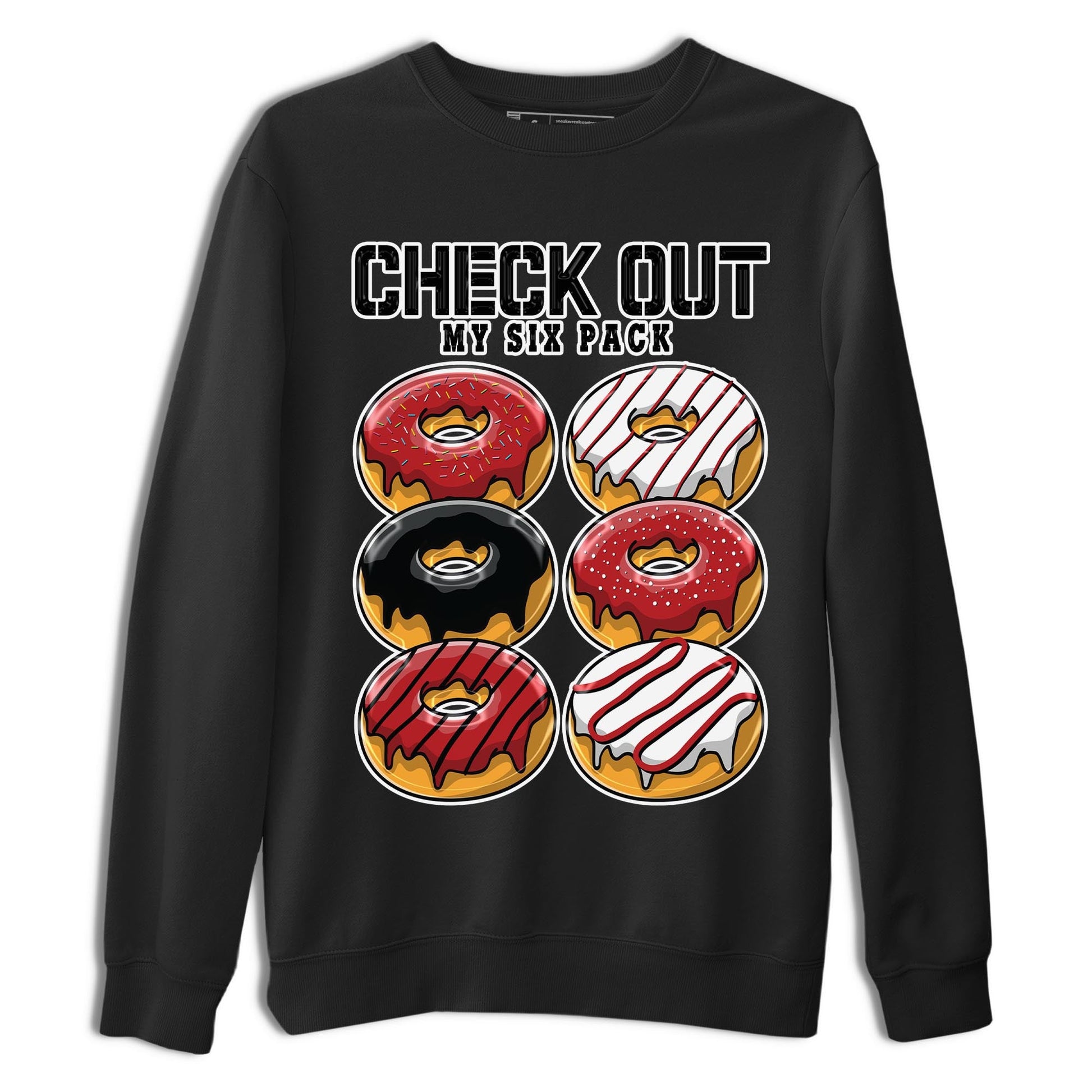 4s Red Cement shirt to match jordans Check Out My Six Pack sneaker tees Air Jordan 4 Red Cement SNRT Sneaker Release Tees Crew Neck Casual Unisex Black 2 T-Shirt