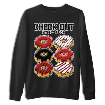 4s Red Cement shirt to match jordans Check Out My Six Pack sneaker tees Air Jordan 4 Red Cement SNRT Sneaker Release Tees Crew Neck Casual Unisex Black 2 T-Shirt