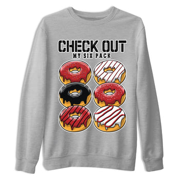 4s Red Cement shirt to match jordans Check Out My Six Pack sneaker tees Air Jordan 4 Red Cement SNRT Sneaker Release Tees Crew Neck Casual Unisex Heather Grey 2 T-Shirt