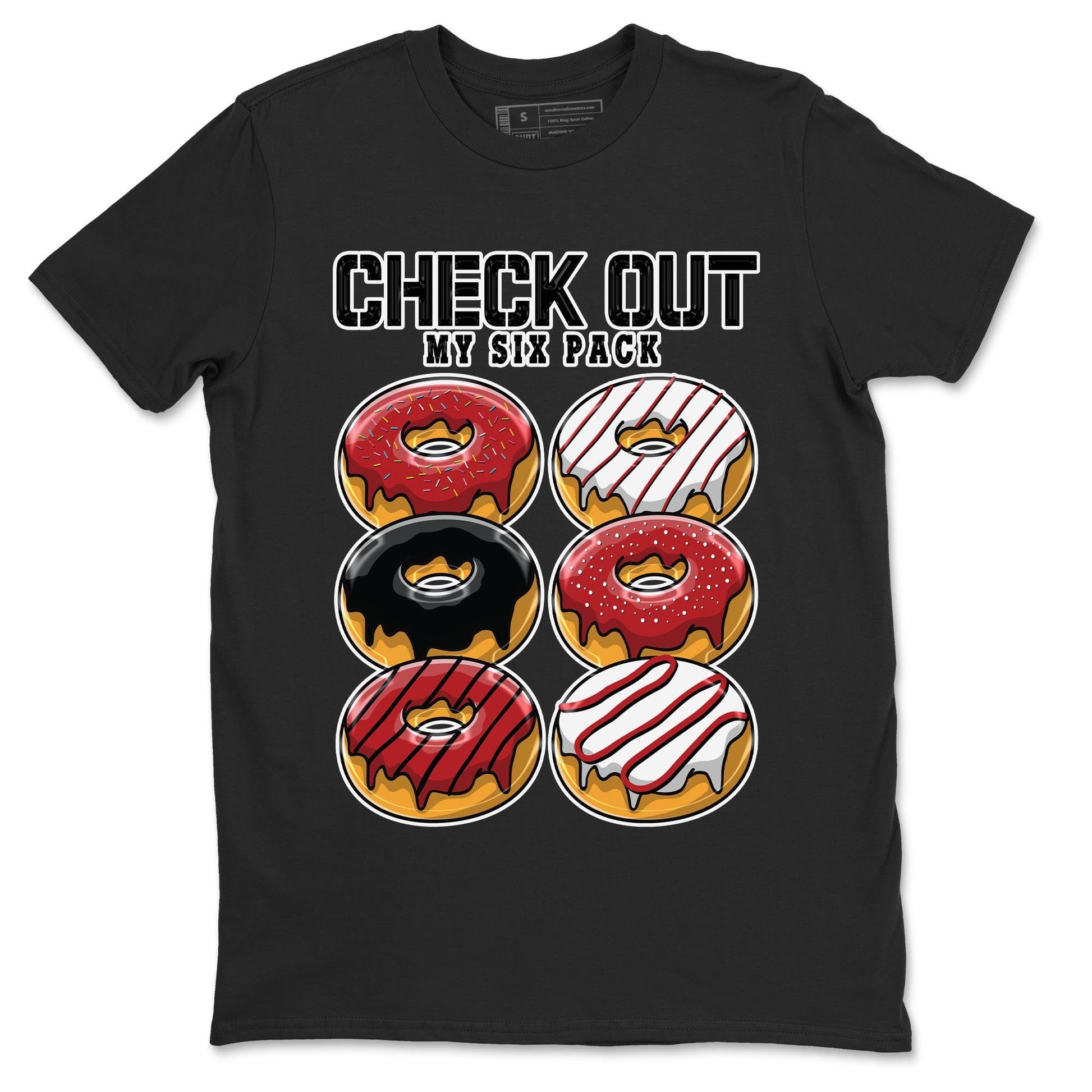 4s Red Cement shirt to match jordans Check Out My Six Pack sneaker tees Air Jordan 4 Red Cement SNRT Sneaker Release Tees Crew Neck Casual Unisex Black 2 T-Shirt