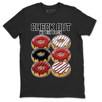4s Red Cement shirt to match jordans Check Out My Six Pack sneaker tees Air Jordan 4 Red Cement SNRT Sneaker Release Tees Crew Neck Casual Unisex Black 2 T-Shirt