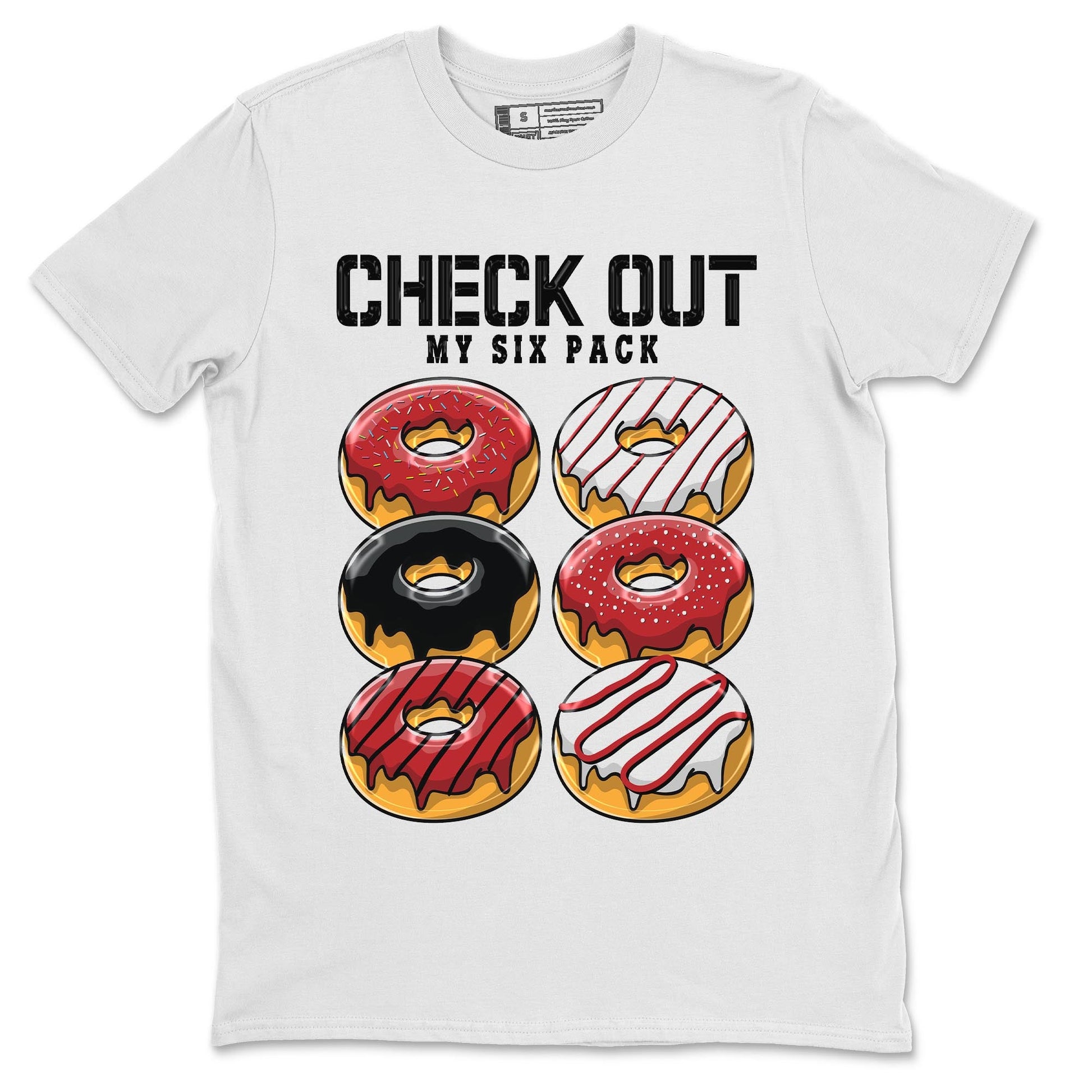 4s Red Cement shirt to match jordans Check Out My Six Pack sneaker tees Air Jordan 4 Red Cement SNRT Sneaker Release Tees Crew Neck Casual Unisex White 2 T-Shirt