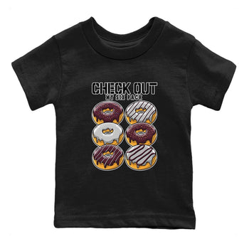 Jordan 5 Burgundy shirt to match jordans Check Out My Six Pack sneaker tees Crew Neck AJ5 Burgundy SNRT Sneaker Release Tees Baby Toddler Black 2 T-Shirt