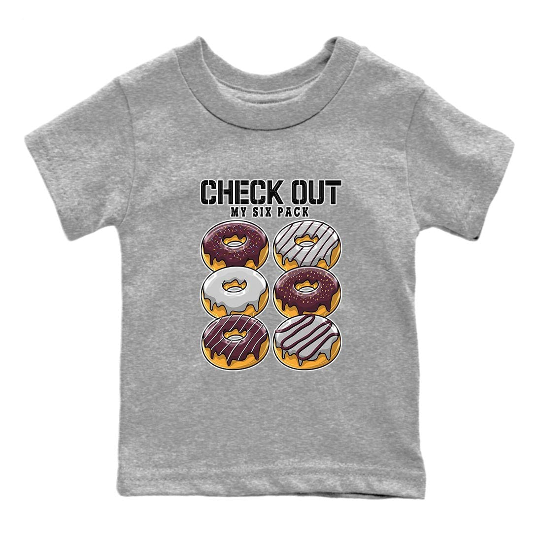 Jordan 5 Burgundy shirt to match jordans Check Out My Six Pack sneaker tees Crew Neck AJ5 Burgundy SNRT Sneaker Release Tees Baby Toddler Heather Grey 2 T-Shirt