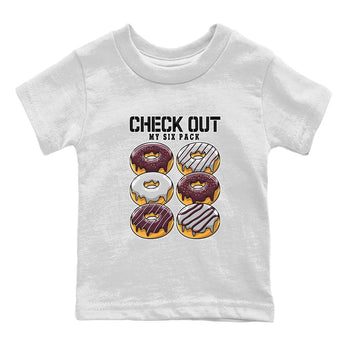 Jordan 5 Burgundy shirt to match jordans Check Out My Six Pack sneaker tees Crew Neck AJ5 Burgundy SNRT Sneaker Release Tees Baby Toddler White 2 T-Shirt