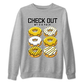 Check Out My Six Pack sneaker match tees to Yellow Ochre 6s street fashion brand for shirts to match Jordans SNRT Sneaker Tees Air Jordan 6 Yellow Ochre unisex t-shirt Heather Grey 2 unisex shirt