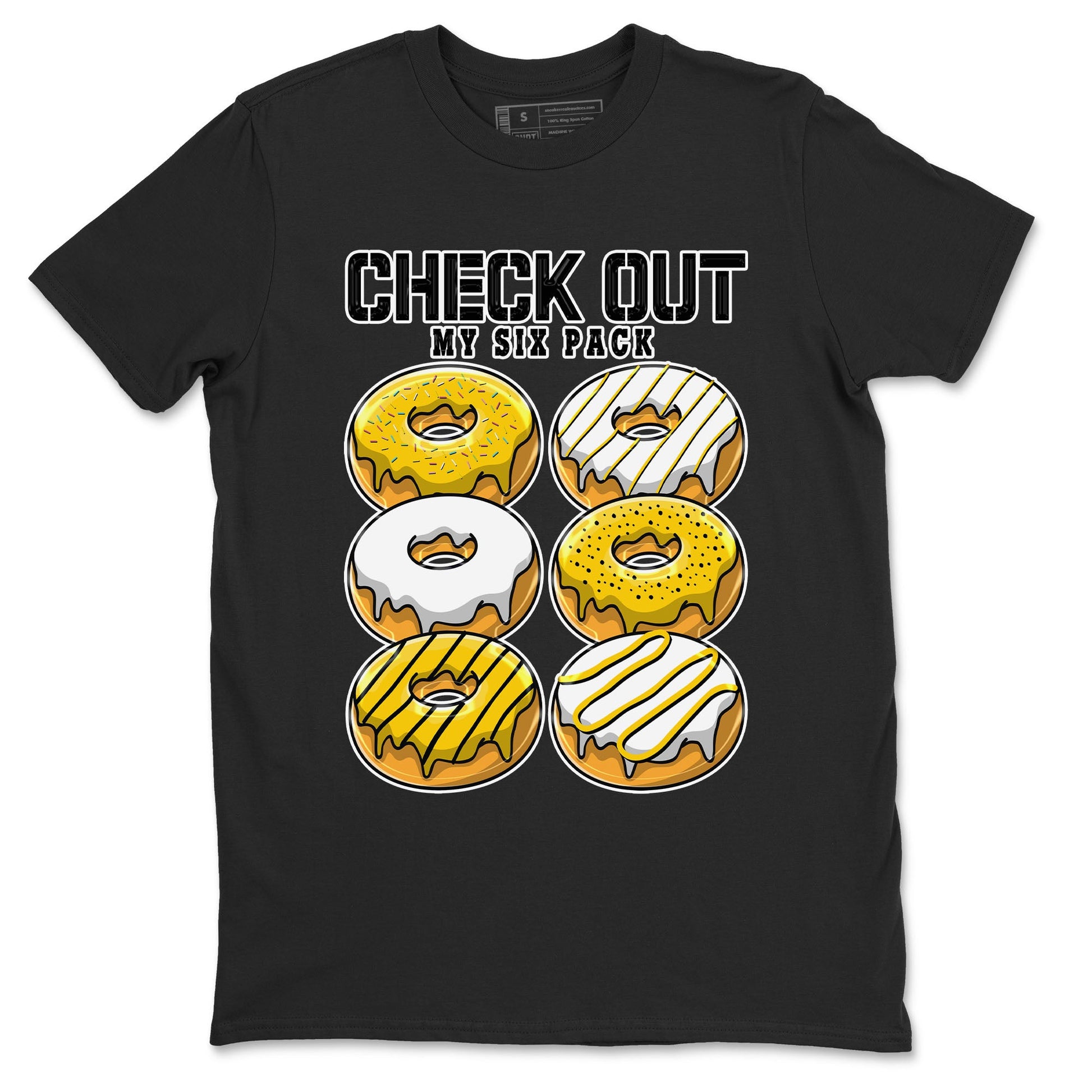 Check Out My Six Pack sneaker match tees to Yellow Ochre 6s street fashion brand for shirts to match Jordans SNRT Sneaker Tees Air Jordan 6 Yellow Ochre unisex t-shirt Black 2 unisex shirt