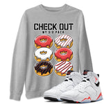 Air Jordan 7 White Infrared shirt to match jordans Check Out My Six Pack sneaker tees White Infrared 7s SNRT Sneaker Release Tees Unisex Heather Grey 1 T-Shirt