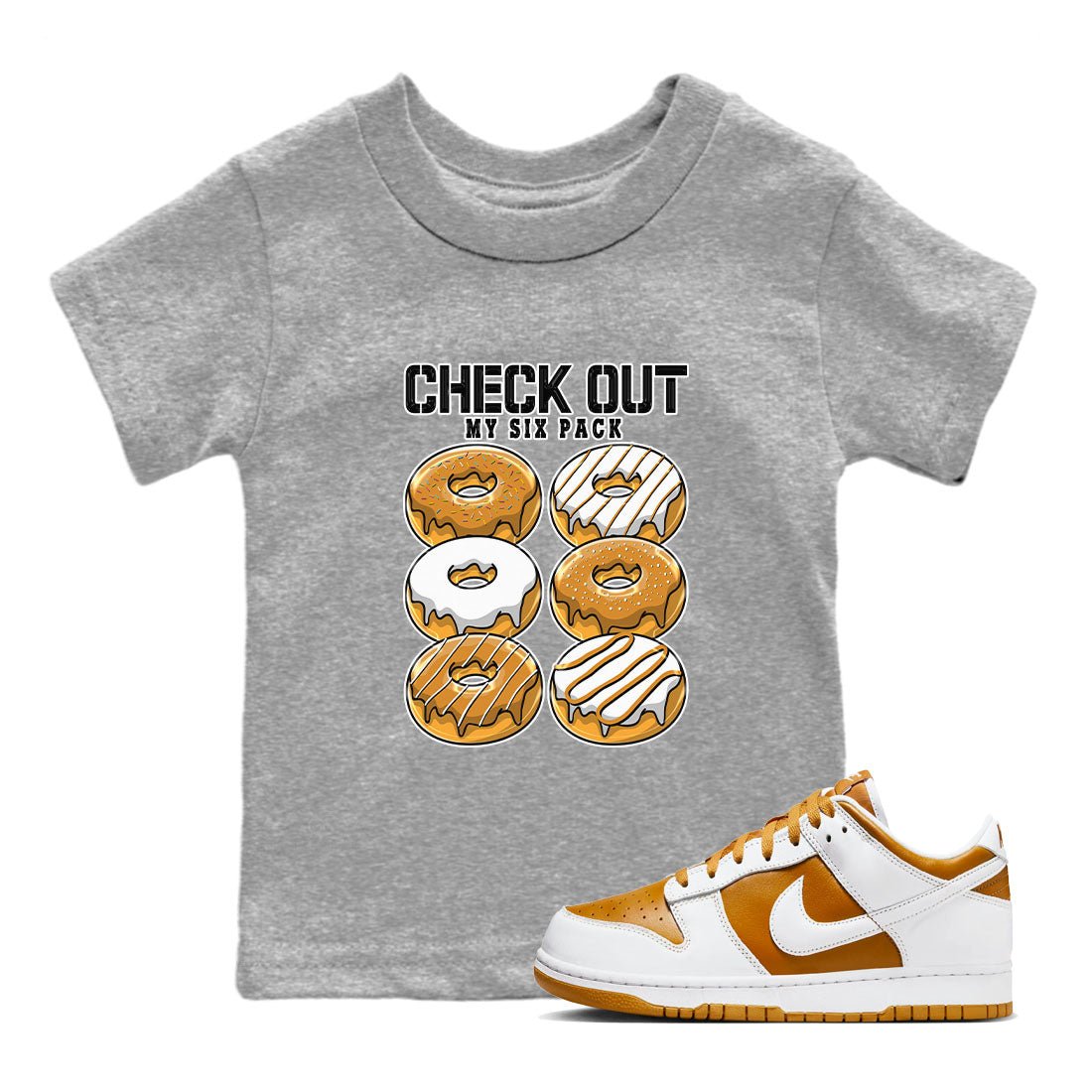 Check Out My Six Pack sneaker match tees to Dark Curry Reverse Curry street fashion brand for shirts to match Jordans SNRT Sneaker Tees Dunk Dark Curry unisex t-shirt Heather Grey 1 youth shirt