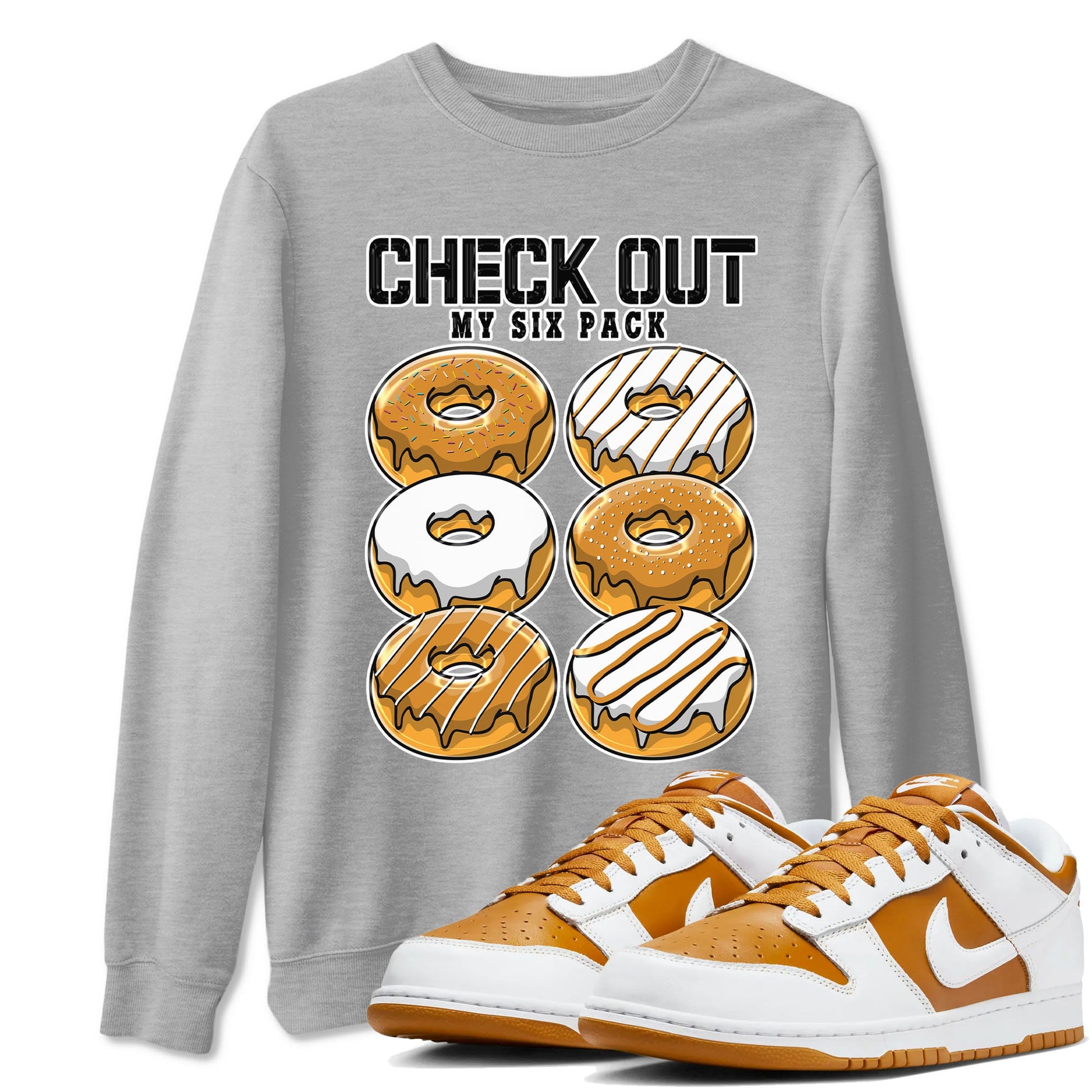 Check Out My Six Pack sneaker match tees to Dark Curry Reverse Curry street fashion brand for shirts to match Jordans SNRT Sneaker Tees Dunk Dark Curry unisex t-shirt Heather Grey 1 unisex shirt