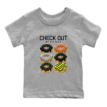 Nike Dunk Mid Premium shirt to match jordans Check Out My Six Pack sneaker tees Nike Dunk Mid Halloween SNRT Sneaker Tees Sneaker Matching Clothing Brand Baby Toddler Heather Grey 2 T-Shirt