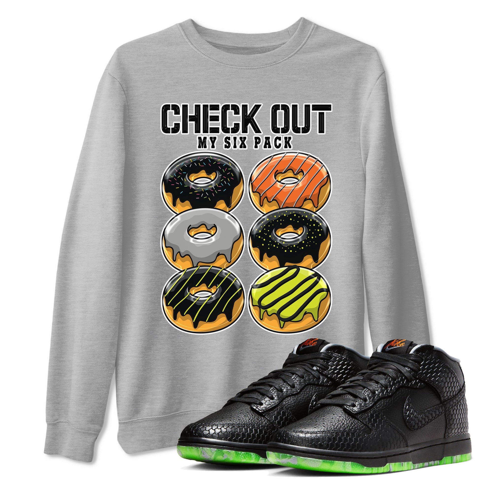 Nike Dunk Mid Premium shirt to match jordans Check Out My Six Pack sneaker tees Nike Dunk Mid Halloween SNRT Sneaker Tees Sneaker Matching Clothing Brand Unisex Sneaker Tee Heather Grey 1 T-Shirt