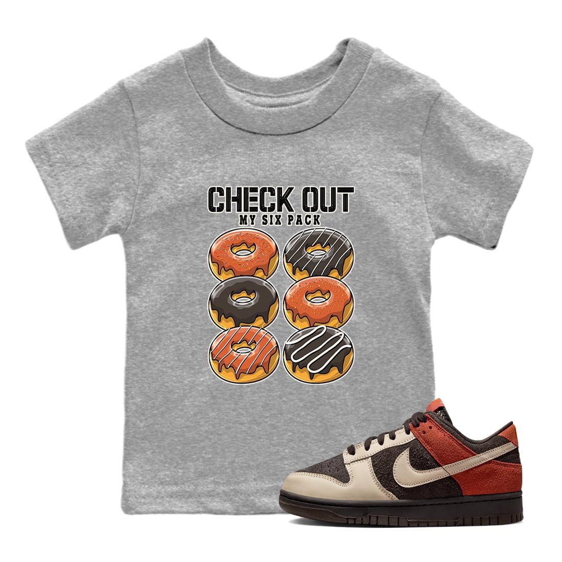 Nike Low Dunk Red Panda shirt to match jordans Check Out My Six Pack sneaker tees Nike Dunk Red Panda SNRT Sneaker Tees Baby Toddler Heather Grey 1 T-Shirt