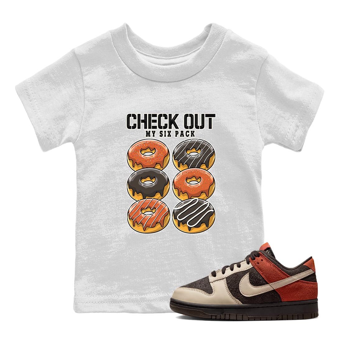 Nike Low Dunk Red Panda shirt to match jordans Check Out My Six Pack sneaker tees Nike Dunk Red Panda SNRT Sneaker Tees Baby Toddler White 1 T-Shirt