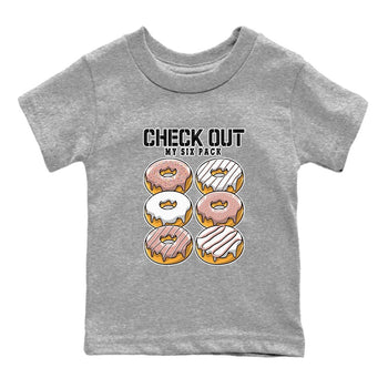 Nike Dunks Low Rose Whisper shirt to match jordans Check Out My Six Pack sneaker tees Nike Dunk Rose Whisper SNRT Sneaker Release Tees Baby Toddler Heather Grey 2 T-Shirt