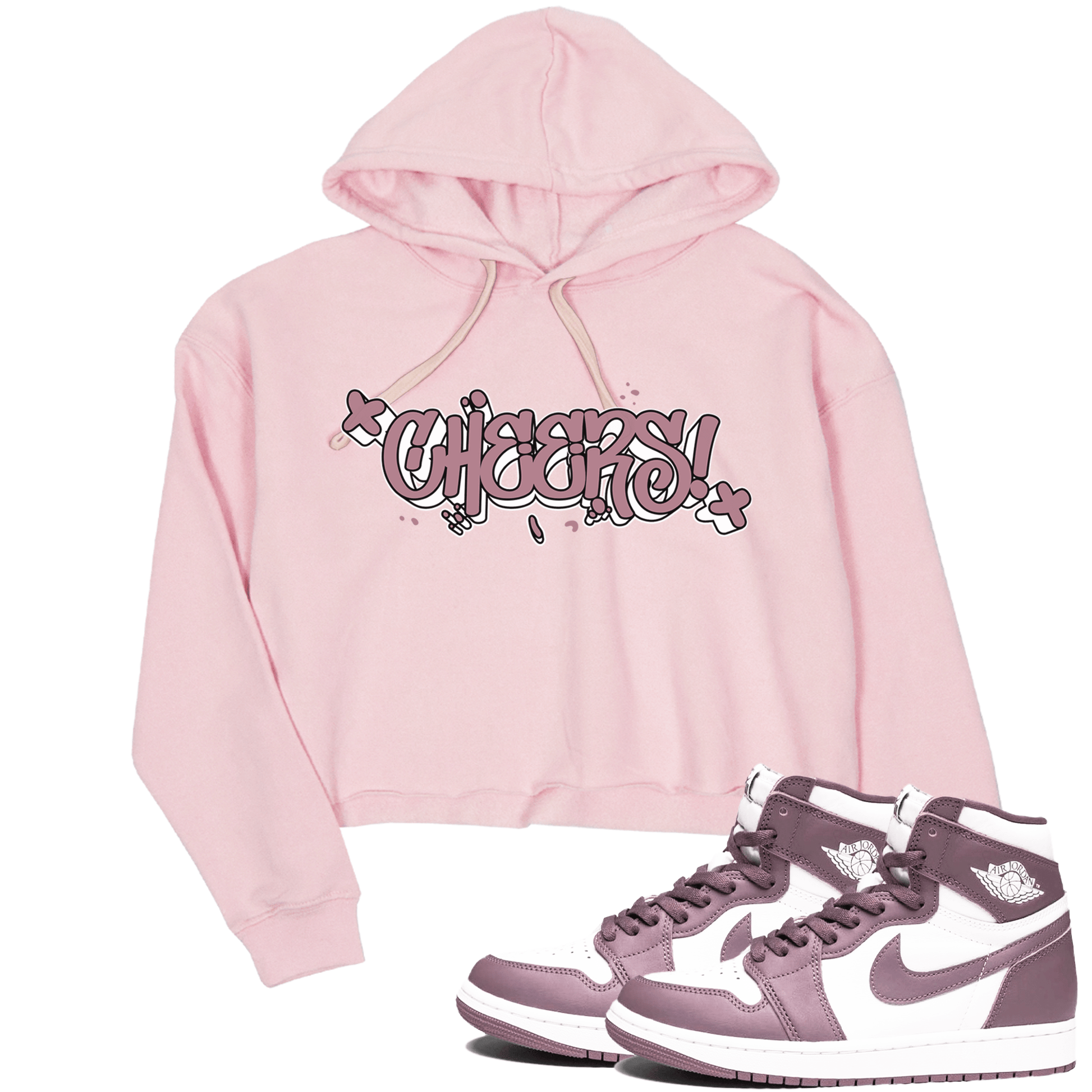Air Jordan 1 Mauve shirt to match jordans Cheers sneaker tees AJ1 Mauve SNRT Sneaker Tees Sneaker Matching Clothing Brand Pink 1 Crop T-Shirt