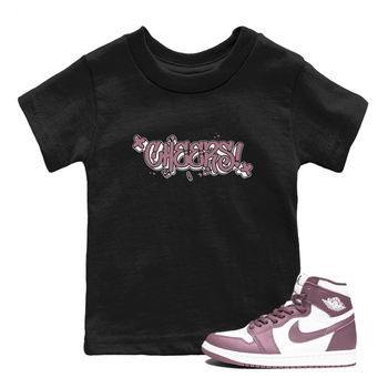 Air Jordan 1 Mauve shirt to match jordans Cheers sneaker tees AJ1 Mauve SNRT Sneaker Tees Sneaker Matching Clothing Brand Baby Toddler Black 1 T-Shirt