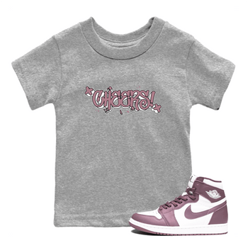 Air Jordan 1 Mauve shirt to match jordans Cheers sneaker tees AJ1 Mauve SNRT Sneaker Tees Sneaker Matching Clothing Brand Baby Toddler Heather Grey 1 T-Shirt