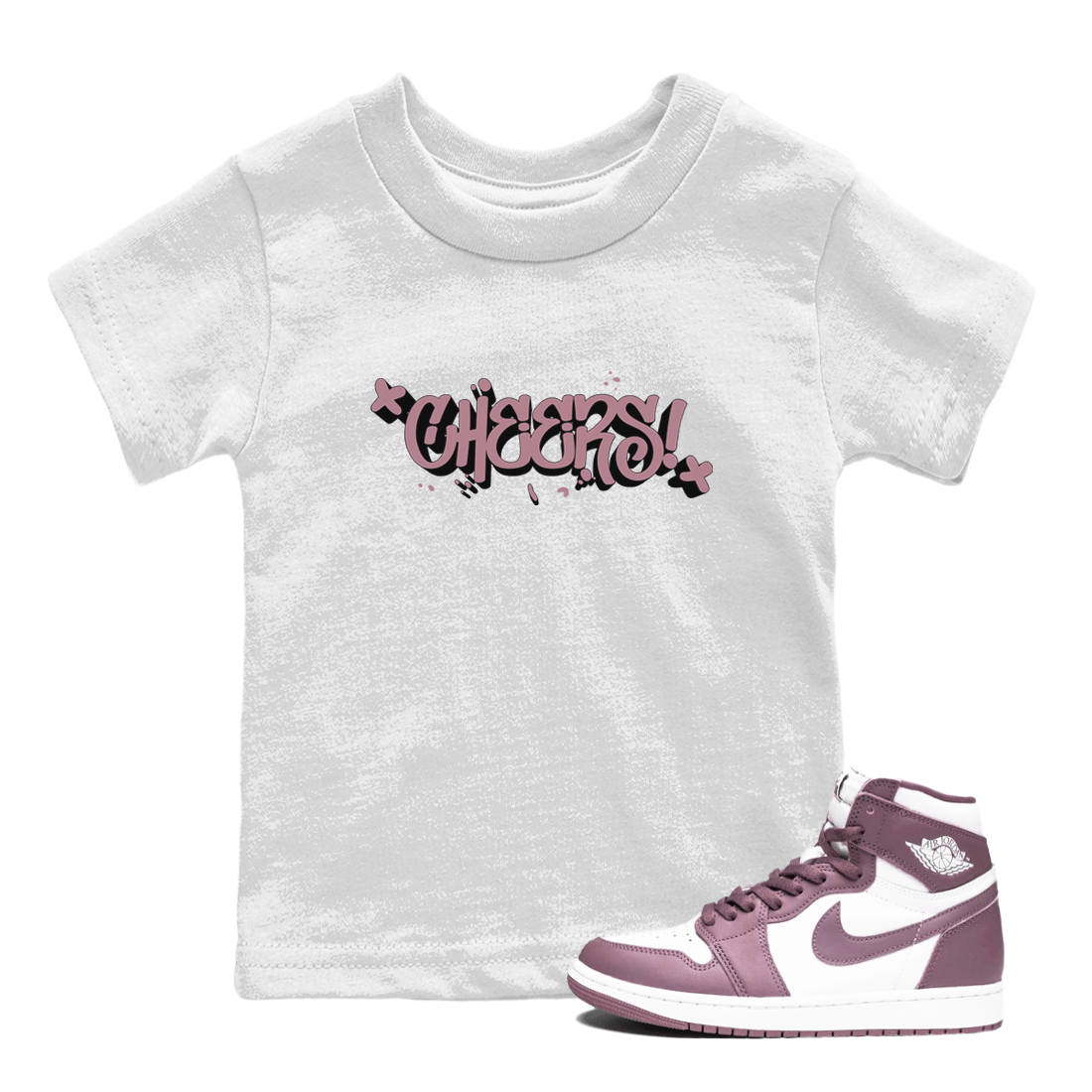 Air Jordan 1 Mauve shirt to match jordans Cheers sneaker tees AJ1 Mauve SNRT Sneaker Tees Sneaker Matching Clothing Brand Baby Toddler White 1 T-Shirt