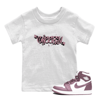 Air Jordan 1 Mauve shirt to match jordans Cheers sneaker tees AJ1 Mauve SNRT Sneaker Tees Sneaker Matching Clothing Brand Baby Toddler White 1 T-Shirt