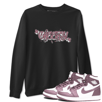 Air Jordan 1 Mauve shirt to match jordans Cheers sneaker tees AJ1 Mauve SNRT Sneaker Tees Sneaker Matching Clothing Brand Unisex Sneaker Tee Black 1 T-Shirt